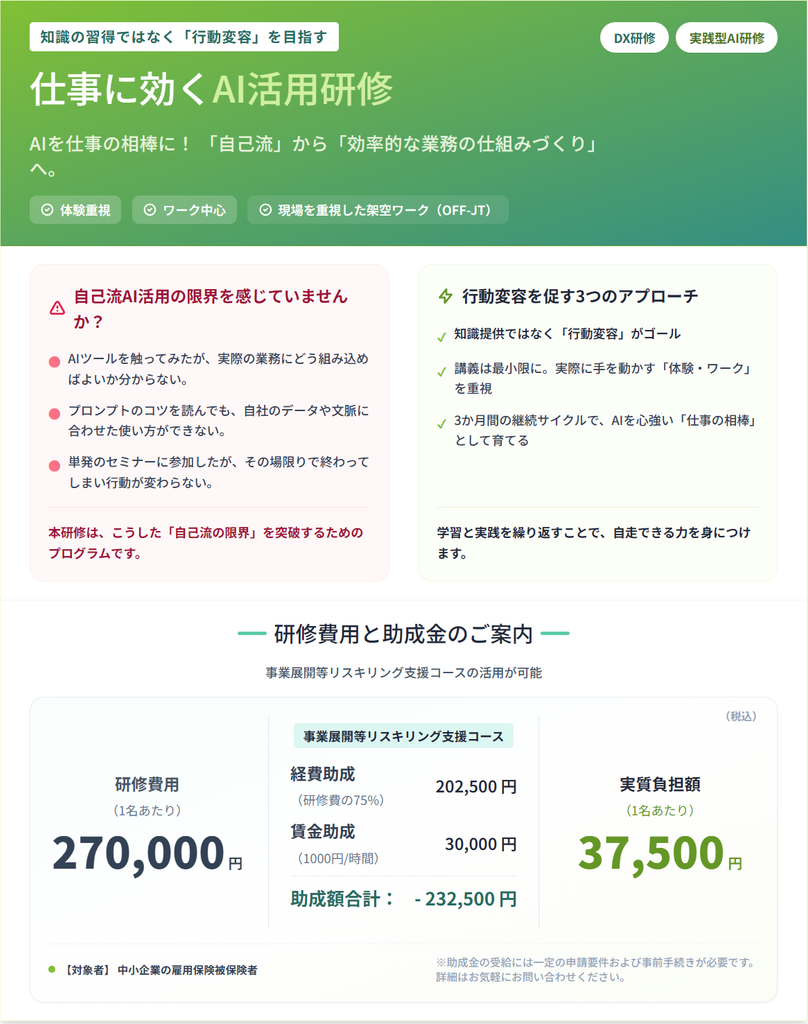 仕事に効くAI活用研修